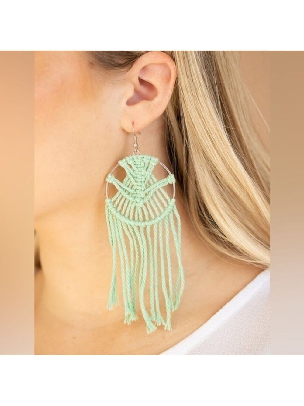 Paparazzi Macrame, Myself and I Green Earrings